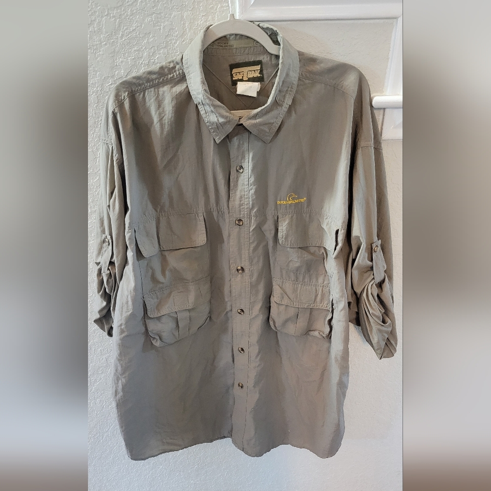 Ducks Unlimited Shirt Adult  XXL Gray SafTbak Shooting Hunting Nylon